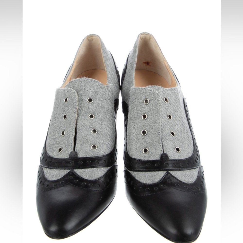 Manolo Blahnik Black and Gray Flats with Bow Detail